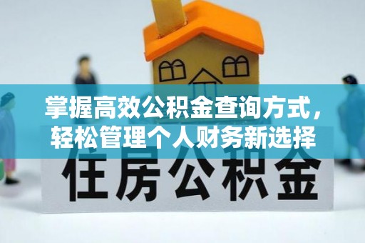 石排掌握高效公积金查询方式，轻松管理个人财务新选择