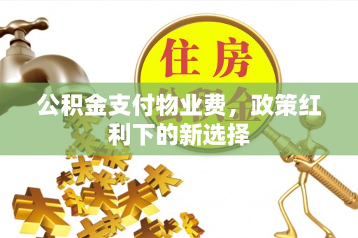 石排公积金支付物业费，政策红利下的新选择